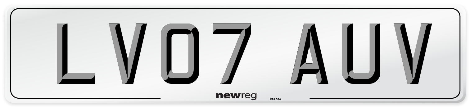 LV07 AUV Number Plate from New Reg